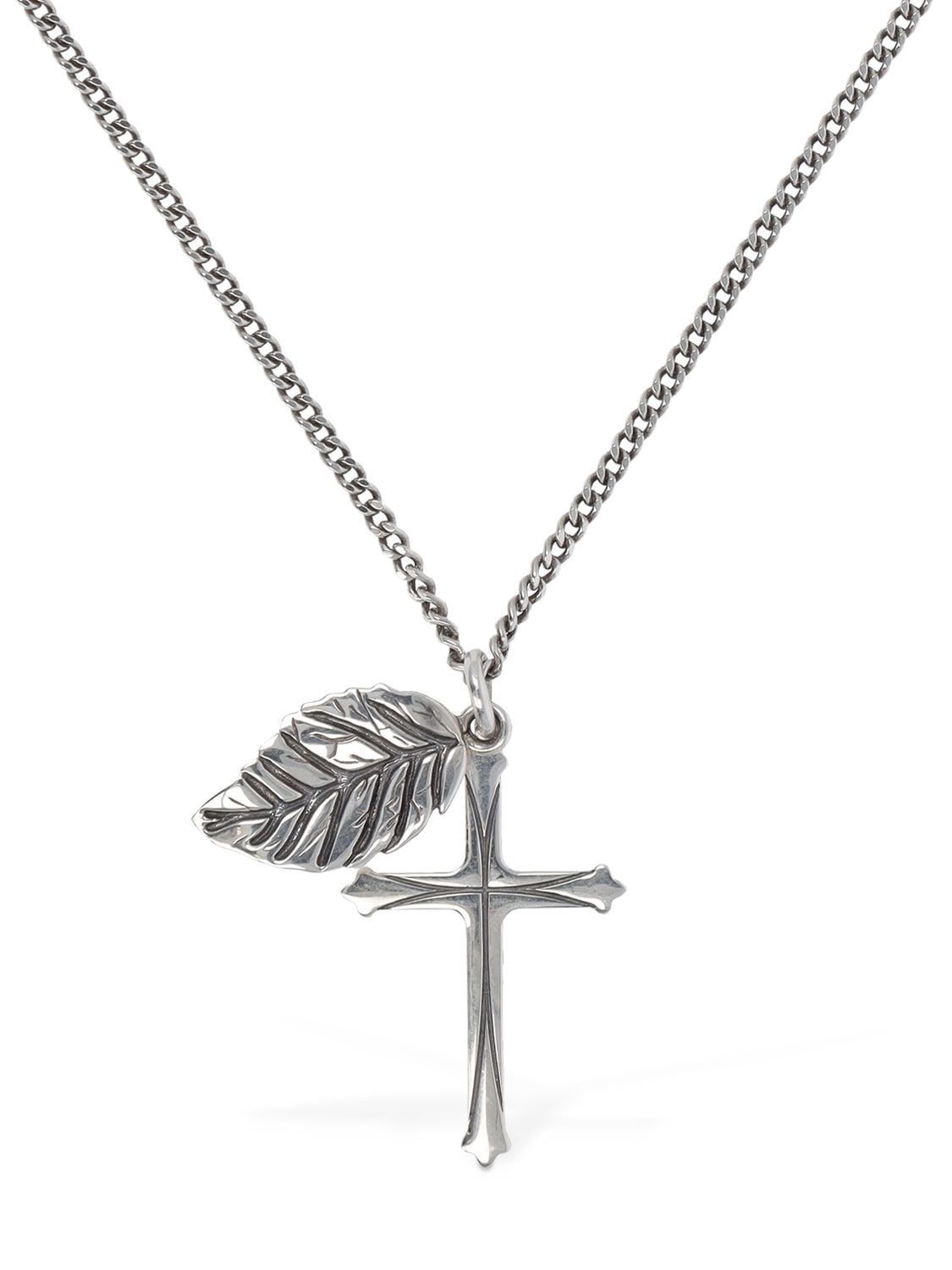 Image of Leaf & Cross Charm Necklace