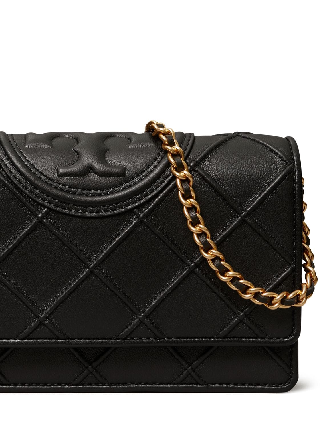 Shop Tory Burch Fleming Soft Leather Shoulder Bag In Black