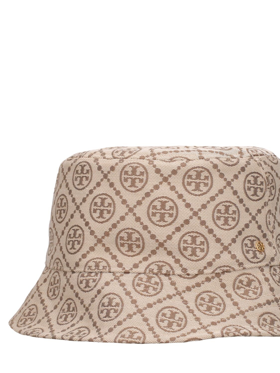 Tory Burch T Monogram Embroidered Bucket Hiking Hat Hazel / Tory Red One Size