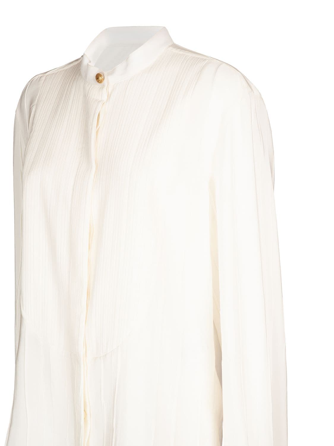Shop Balmain Crepe De Chine Plastron Shirt In White