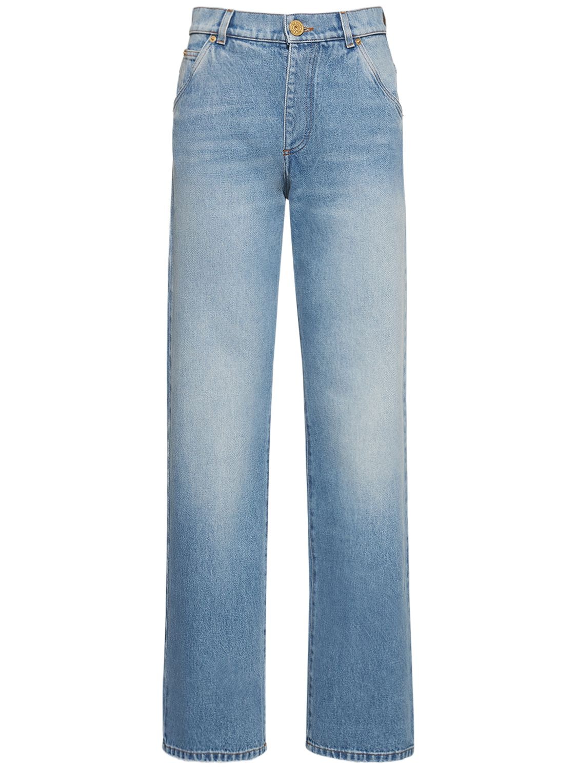 High Waist Vintage Denim Straight Jeans