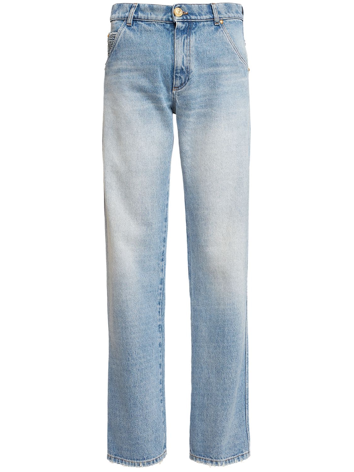Shop Balmain High Waist Vintage Denim Straight Jeans