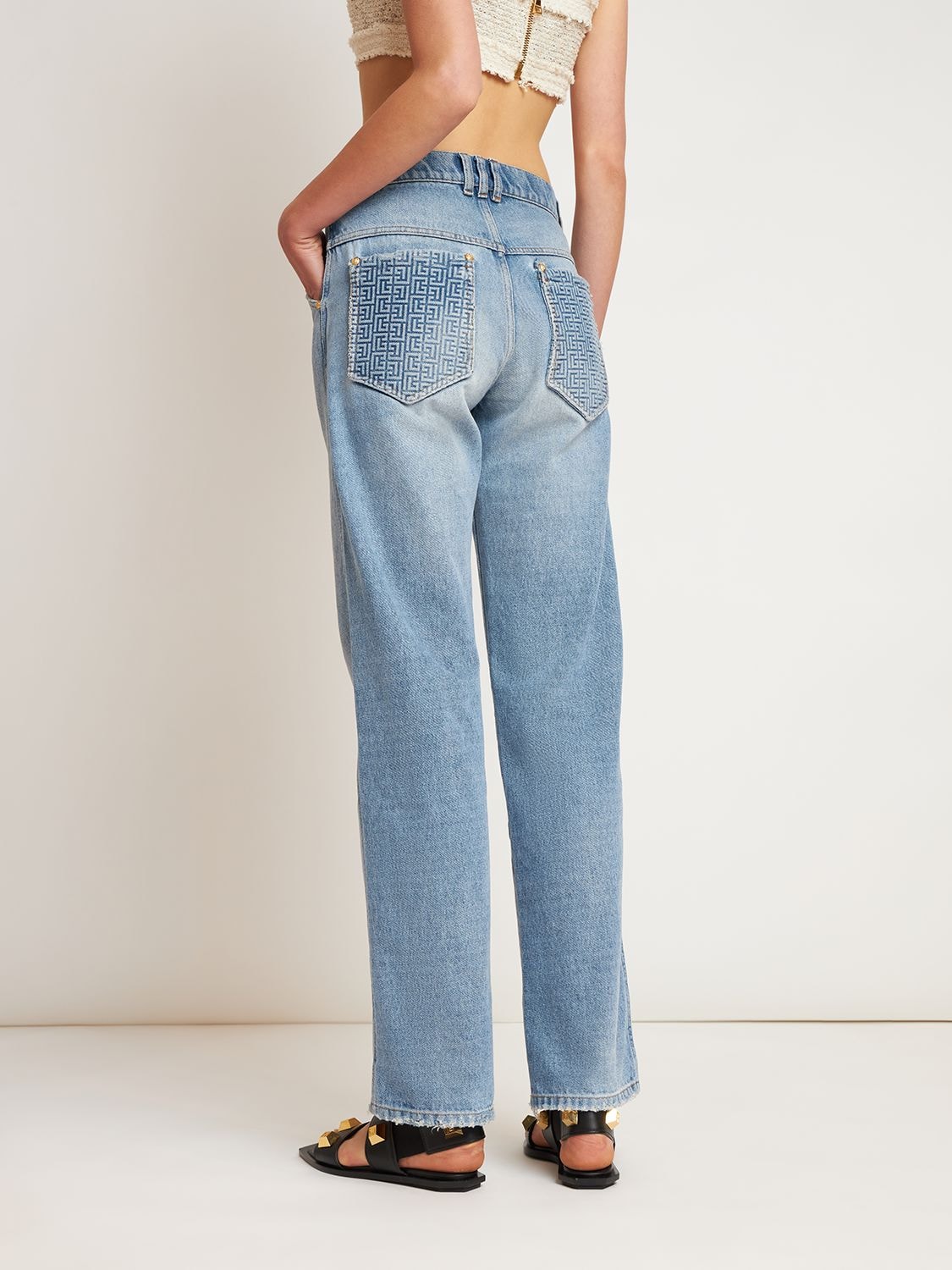 Shop Balmain High Waist Vintage Denim Straight Jeans
