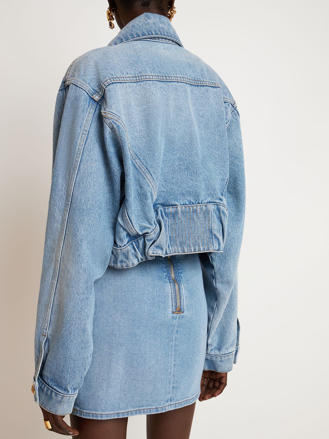 Shop Balmain Oversize Vintage Cotton Denim Jacket