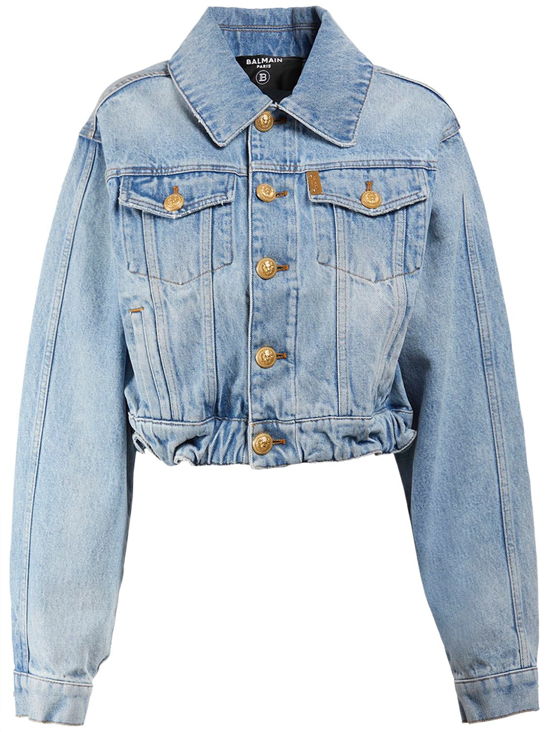Shop Balmain Oversize Vintage Cotton Denim Jacket