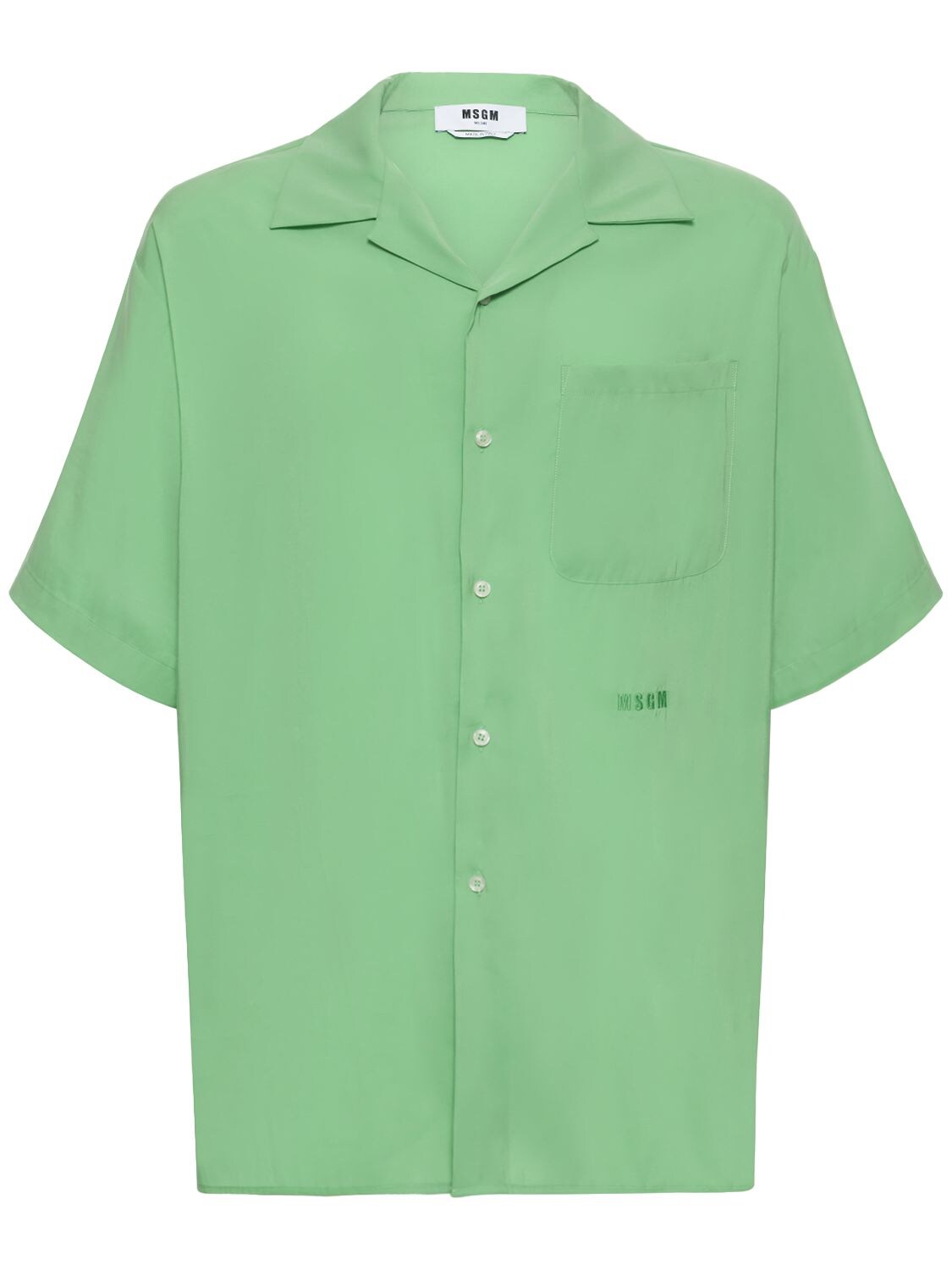 Msgm Viscose Blend Short Sleeve Shirt In Green