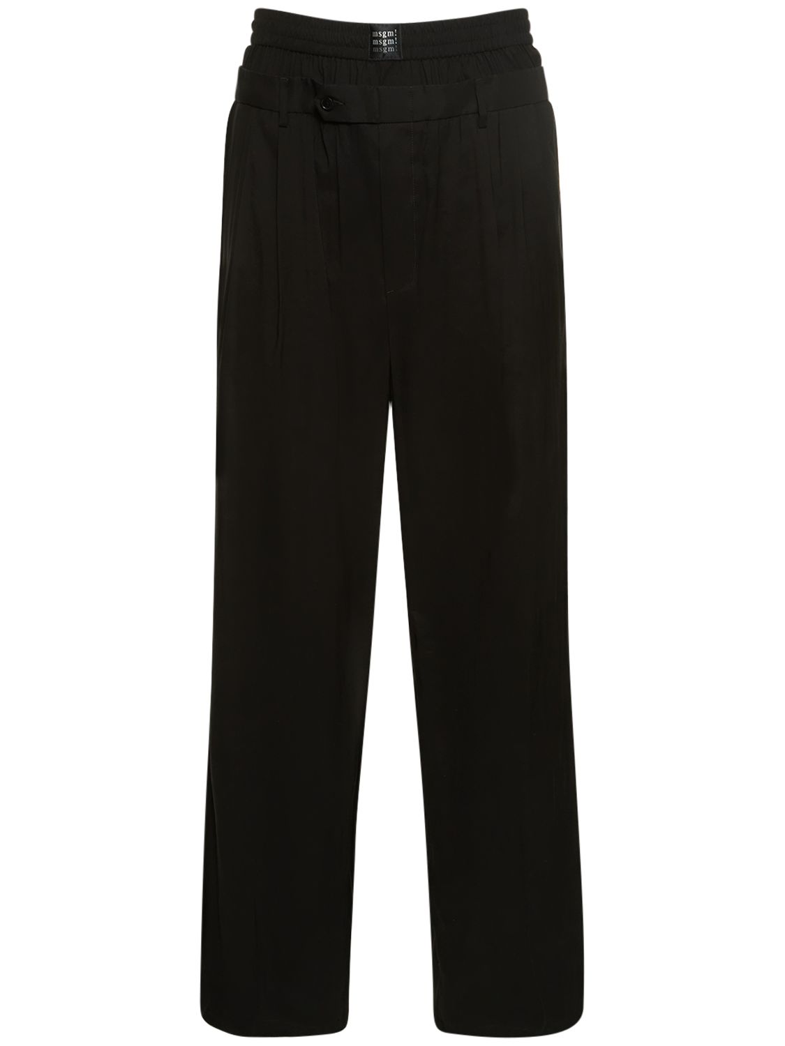 パンツ MSGM FW23 Black viscose pant (3542MDP13237812 99) Msgm Light Viscose Double Waist Pants In Black | ModeSens