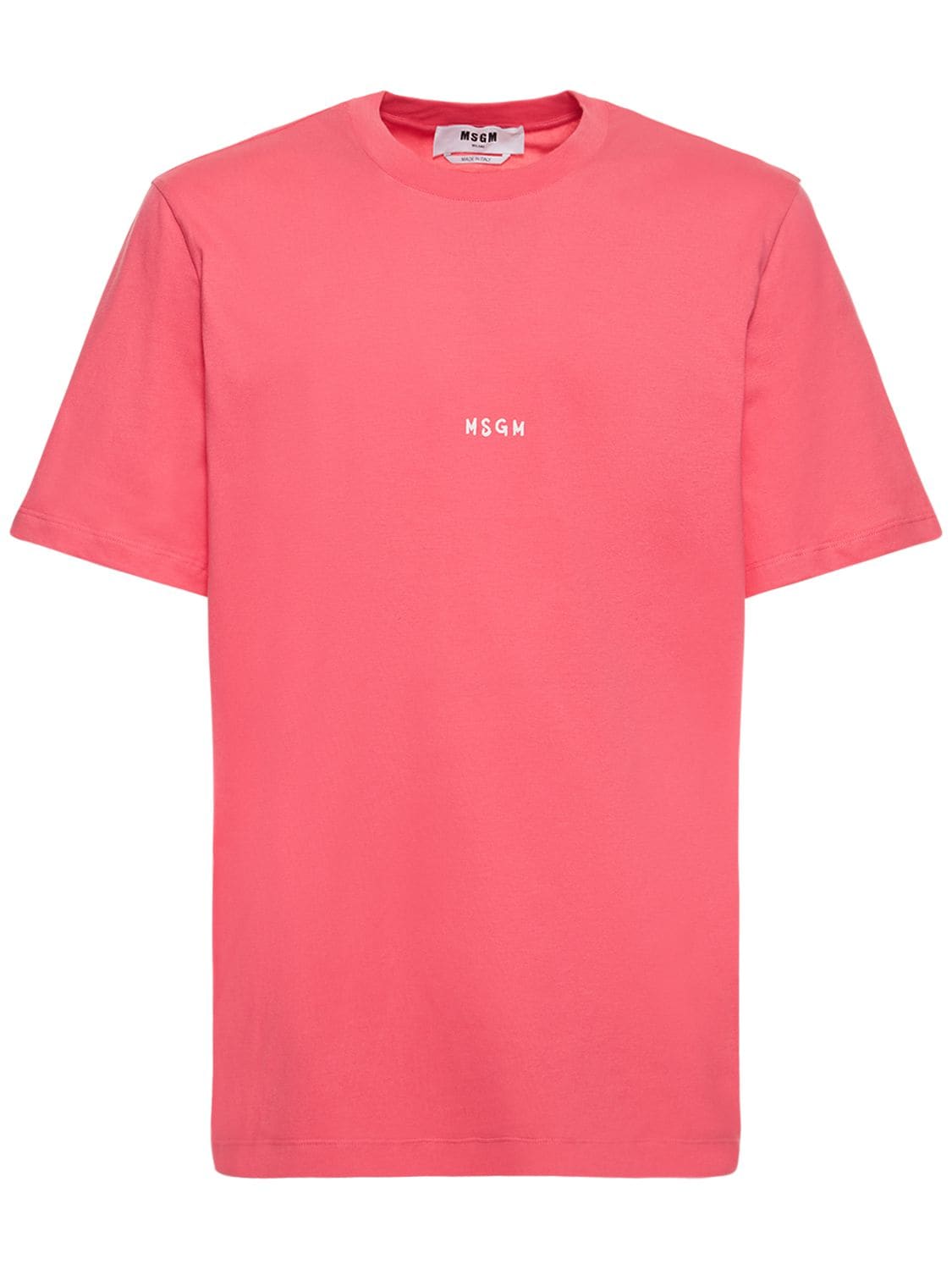Msgm Micro Logo Cotton Jersey T-shirt In Fuchsia