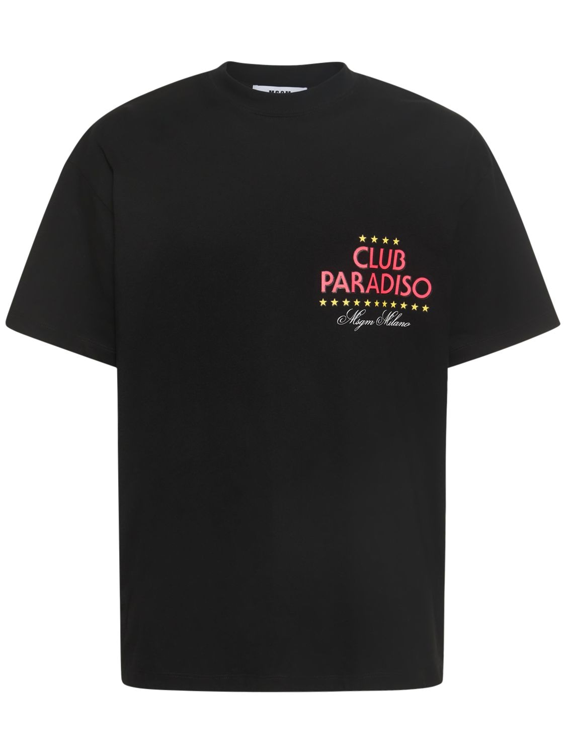 Msgm Club Paradiso Cotton Jersey T-shirt In Black