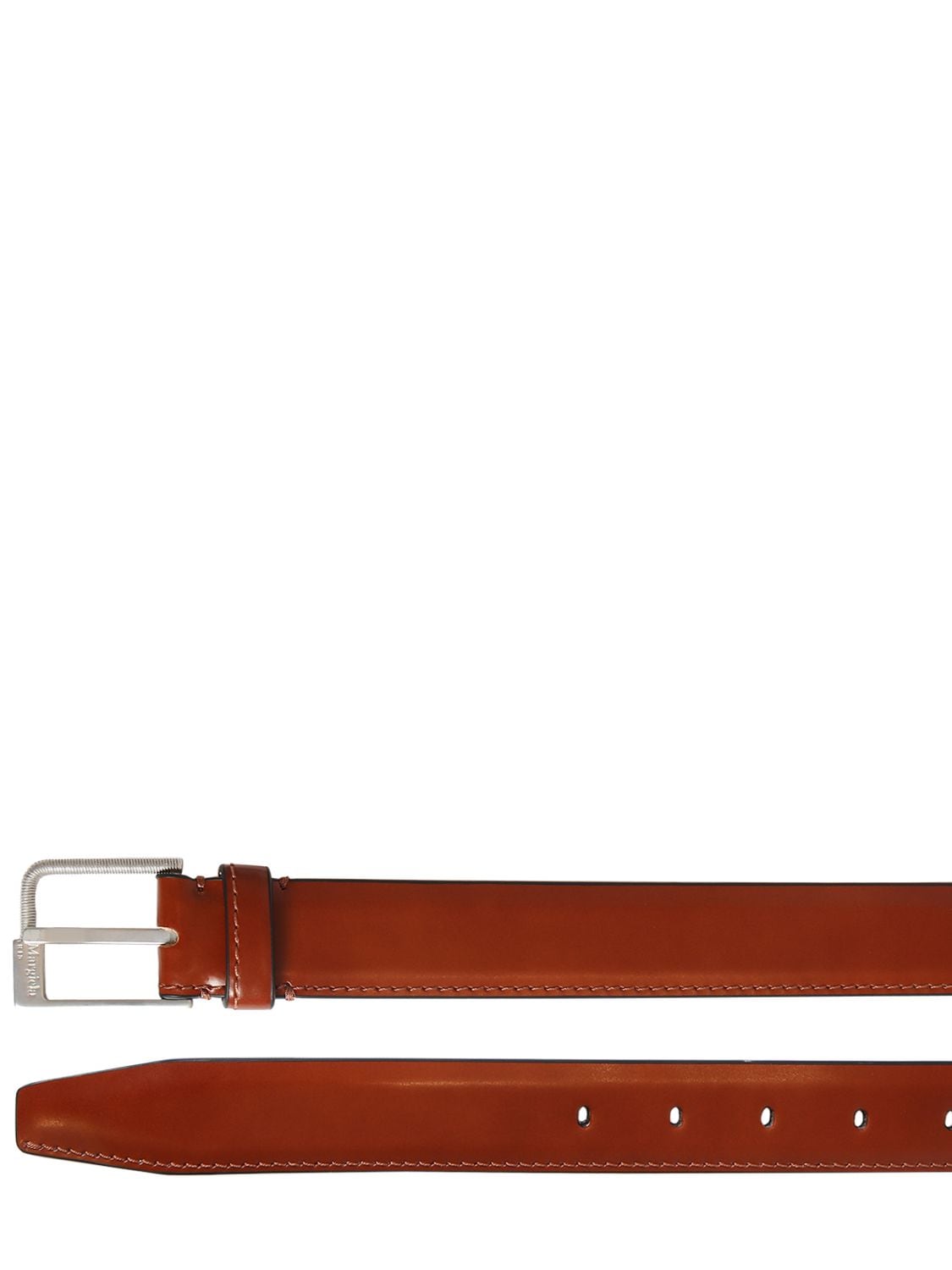 Shop Maison Margiela 30mm Brushed Calfskin Leather Belt In Tan