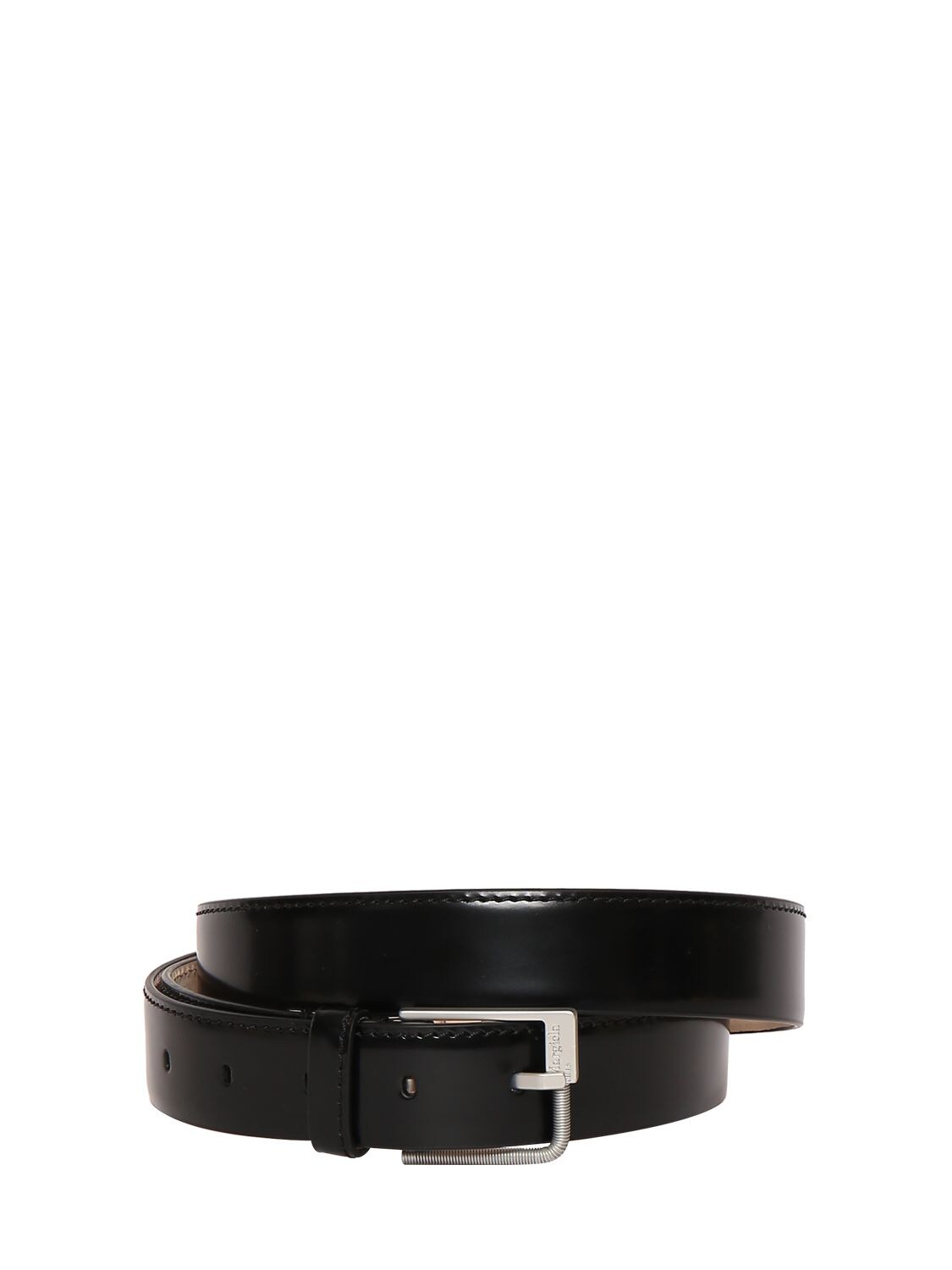 Maison Margiela 30mm Brushed Calfskin Leather Belt In Black