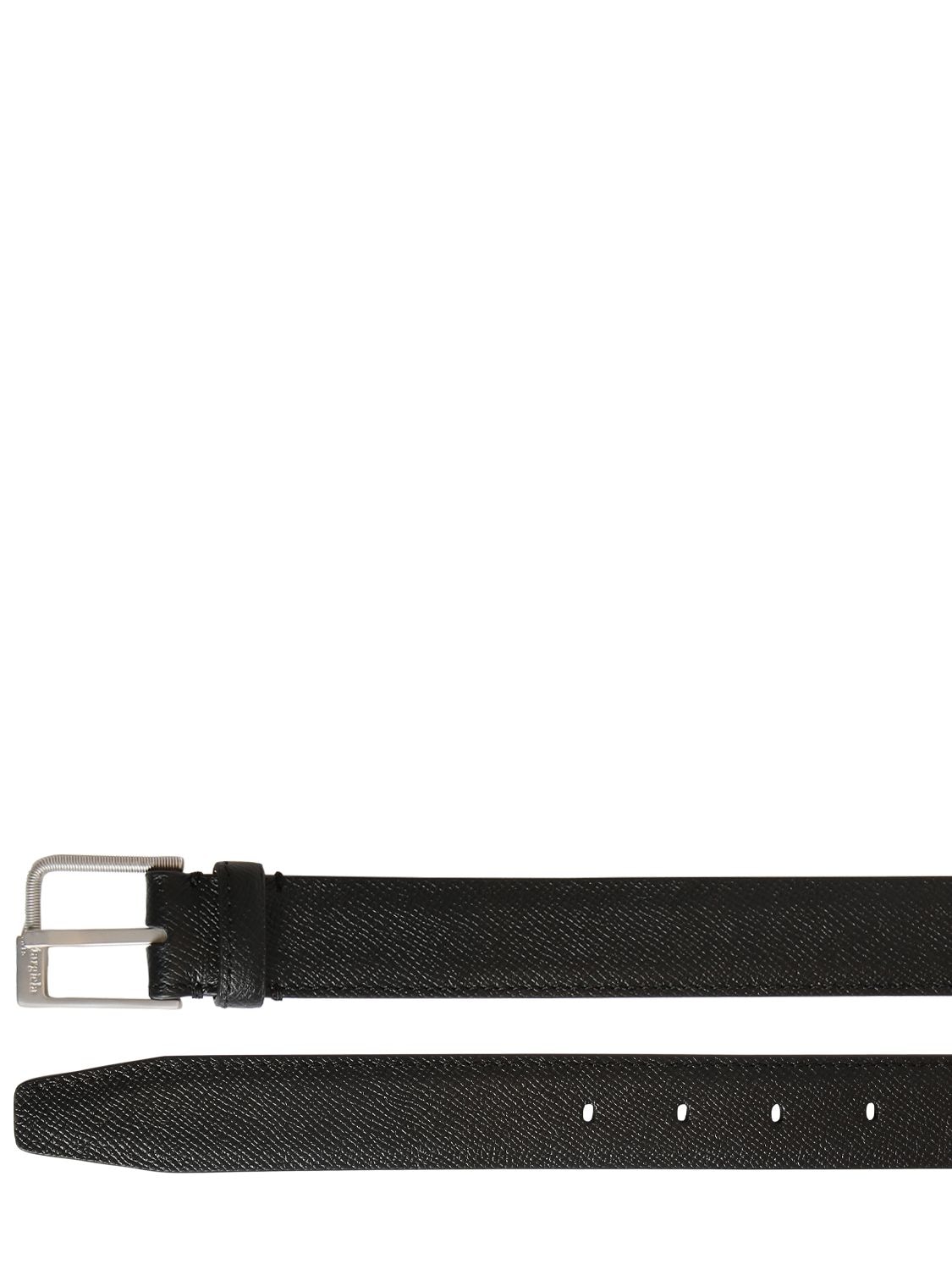 Shop Maison Margiela 30mm Grainy Leather Belt In Black
