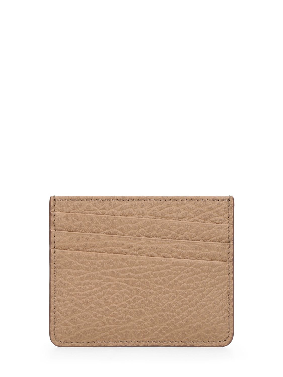 Shop Maison Margiela Grainy Leather 5 Card Holder In Chamois