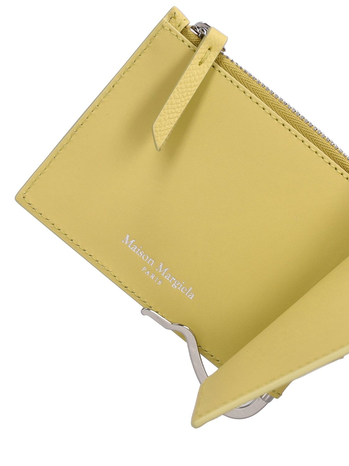 Shop Maison Margiela Grained Leather Wallet In Yellow