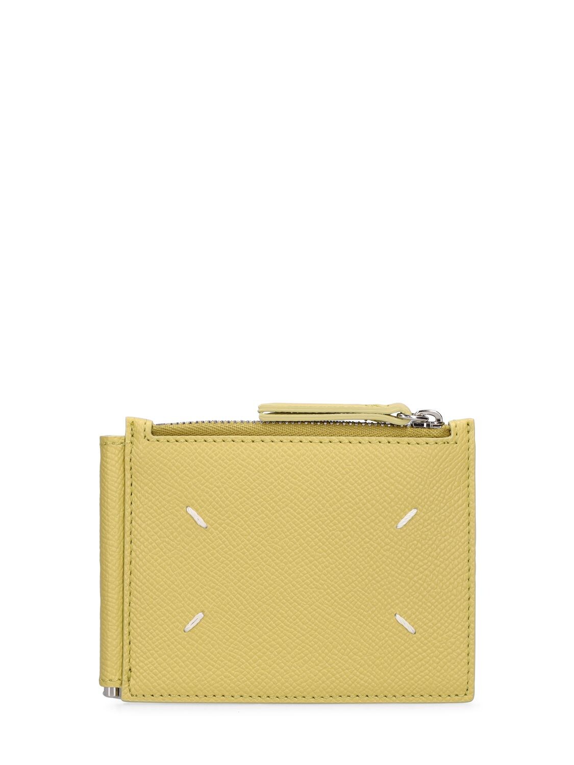 Shop Maison Margiela Grained Leather Wallet In Yellow