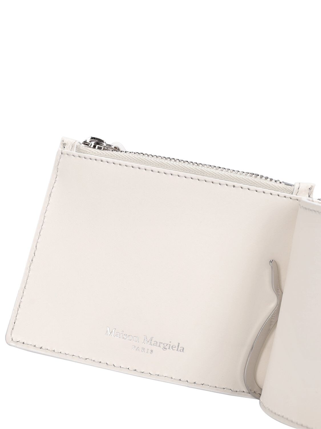 Shop Maison Margiela Grained Leather Wallet In White