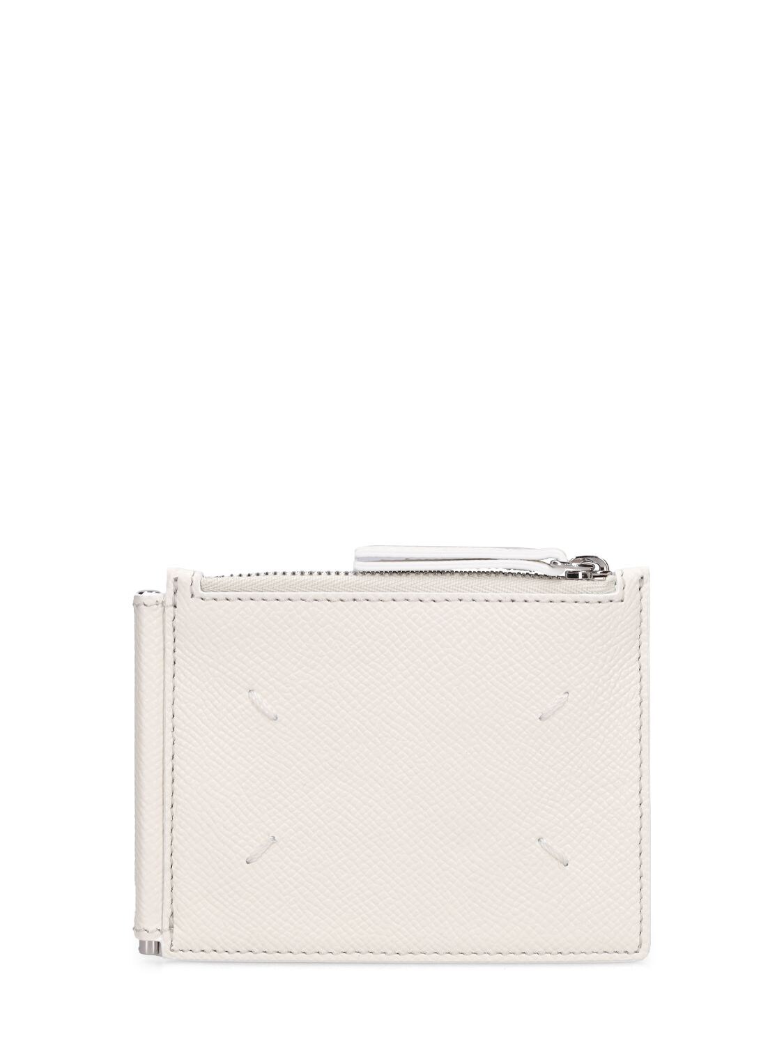 Shop Maison Margiela Grained Leather Wallet In White