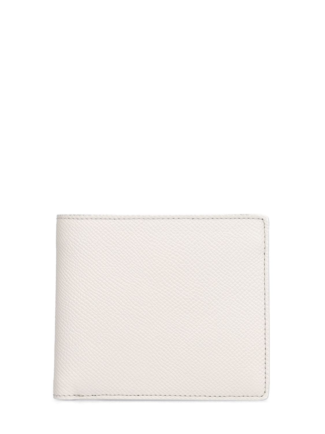 Maison Margiela Logo Grainy Leather Billfold Wallet In White