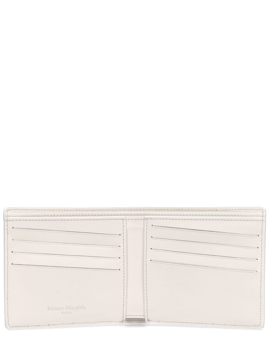 Shop Maison Margiela Logo Grainy Leather Billfold Wallet In White