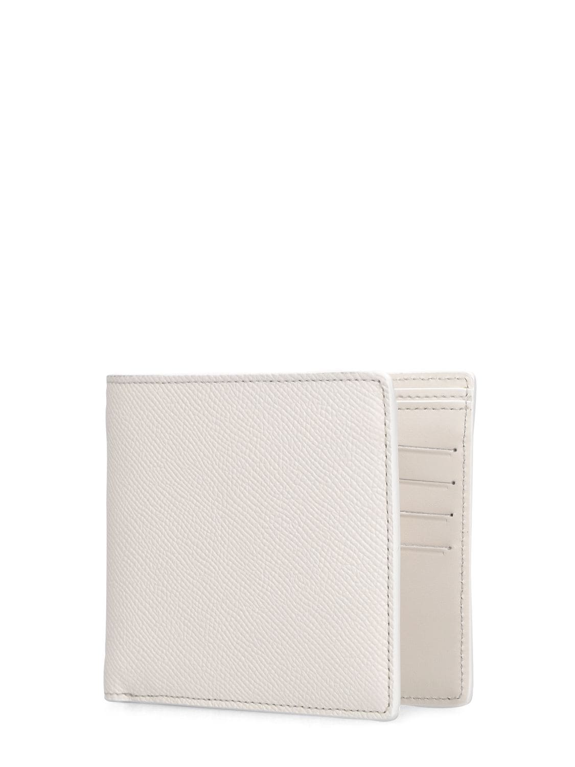 Shop Maison Margiela Logo Grainy Leather Billfold Wallet In White