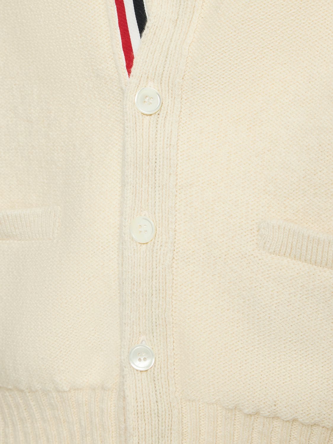 Shop Thom Browne Reversed Wool & Mohair Cardigan In White