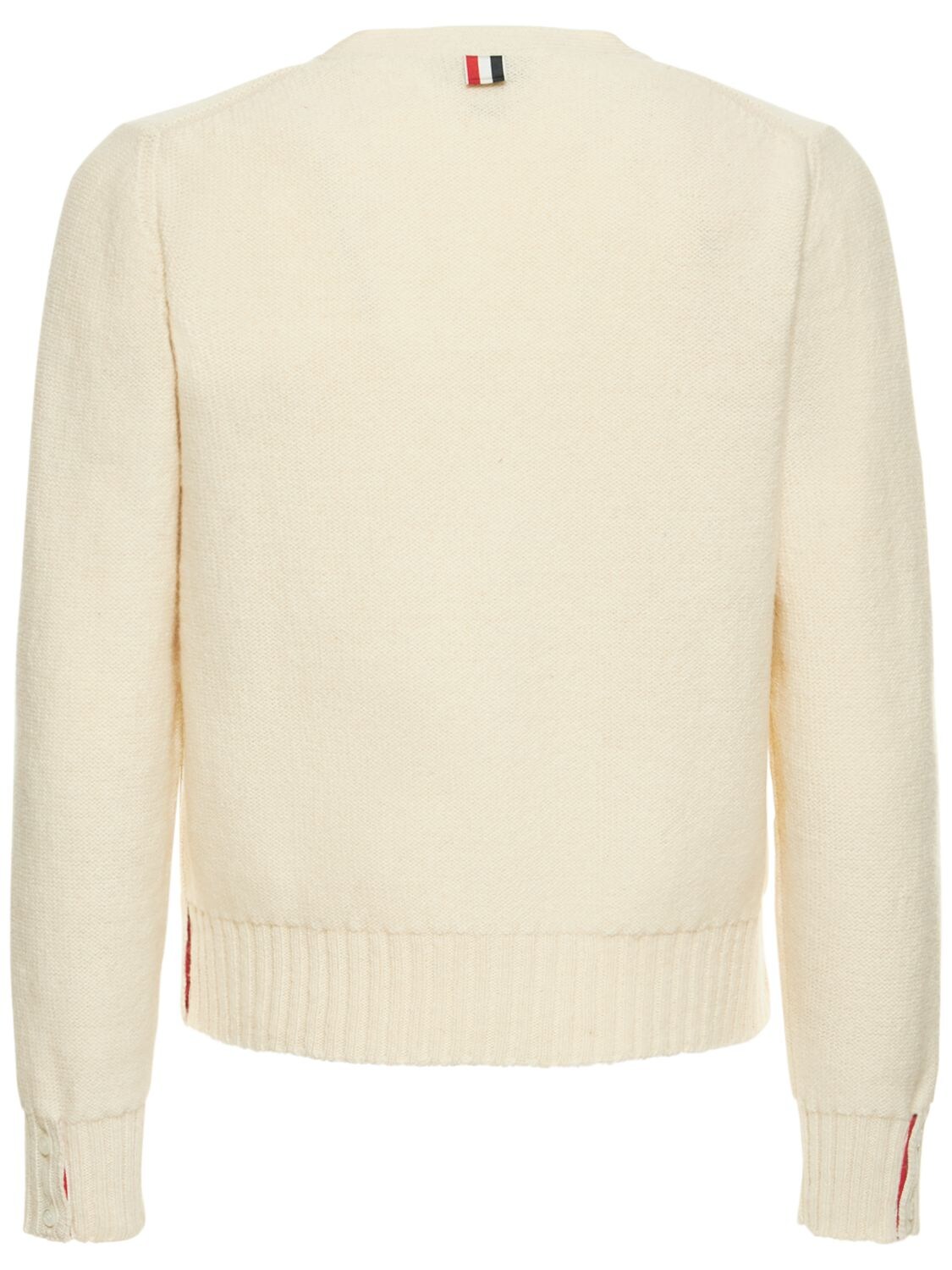 Shop Thom Browne Reversed Wool & Mohair Cardigan In White