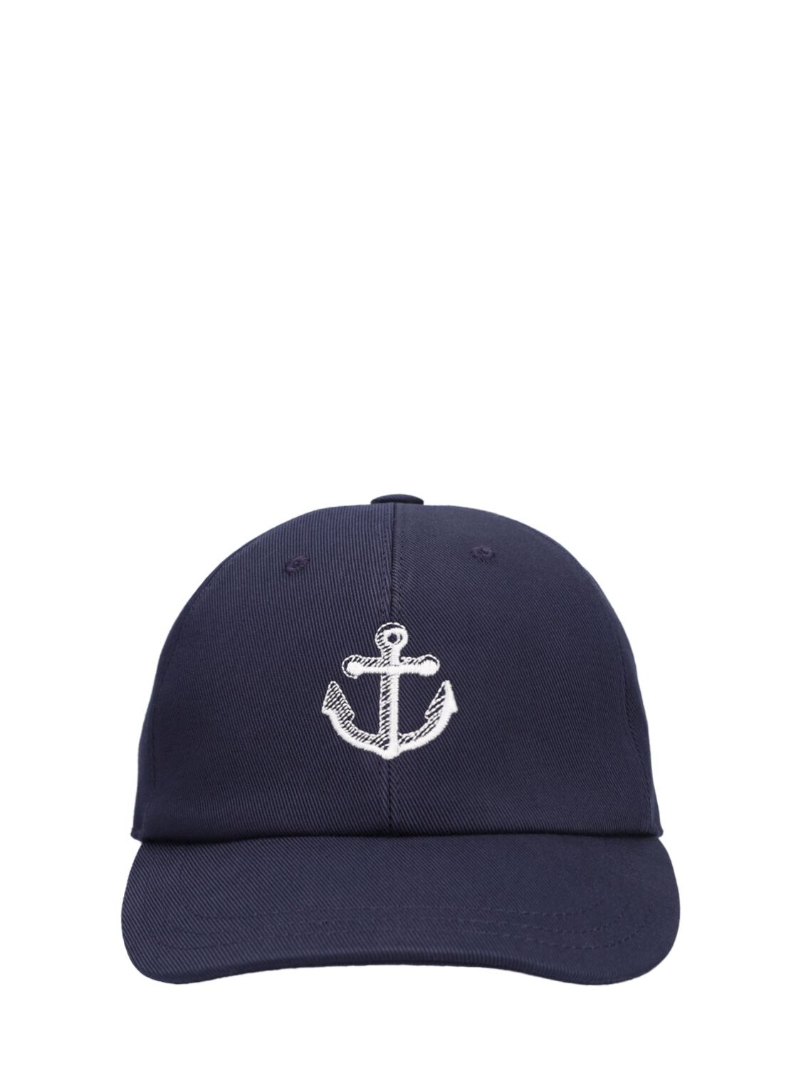 Embroidered Logo Cotton Baseball Hat In Navy