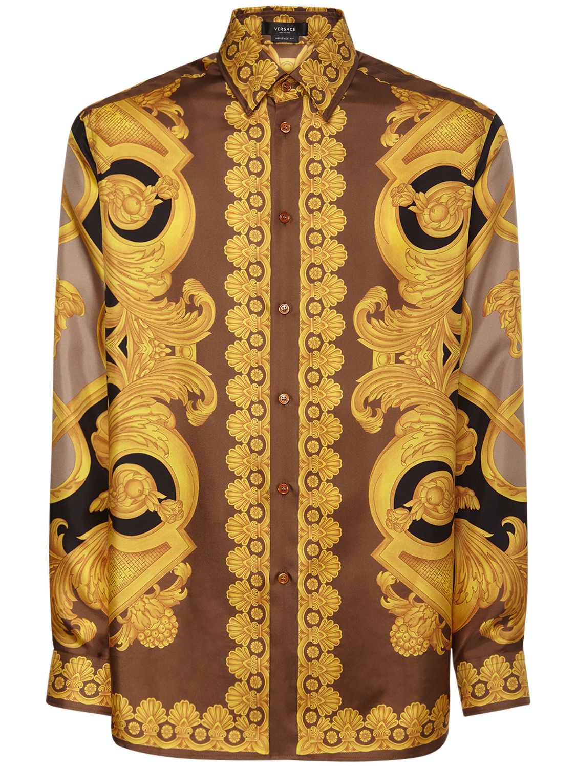 Versace - Heritage print silk twill shirt - Brown/Gold | Luisaviaroma