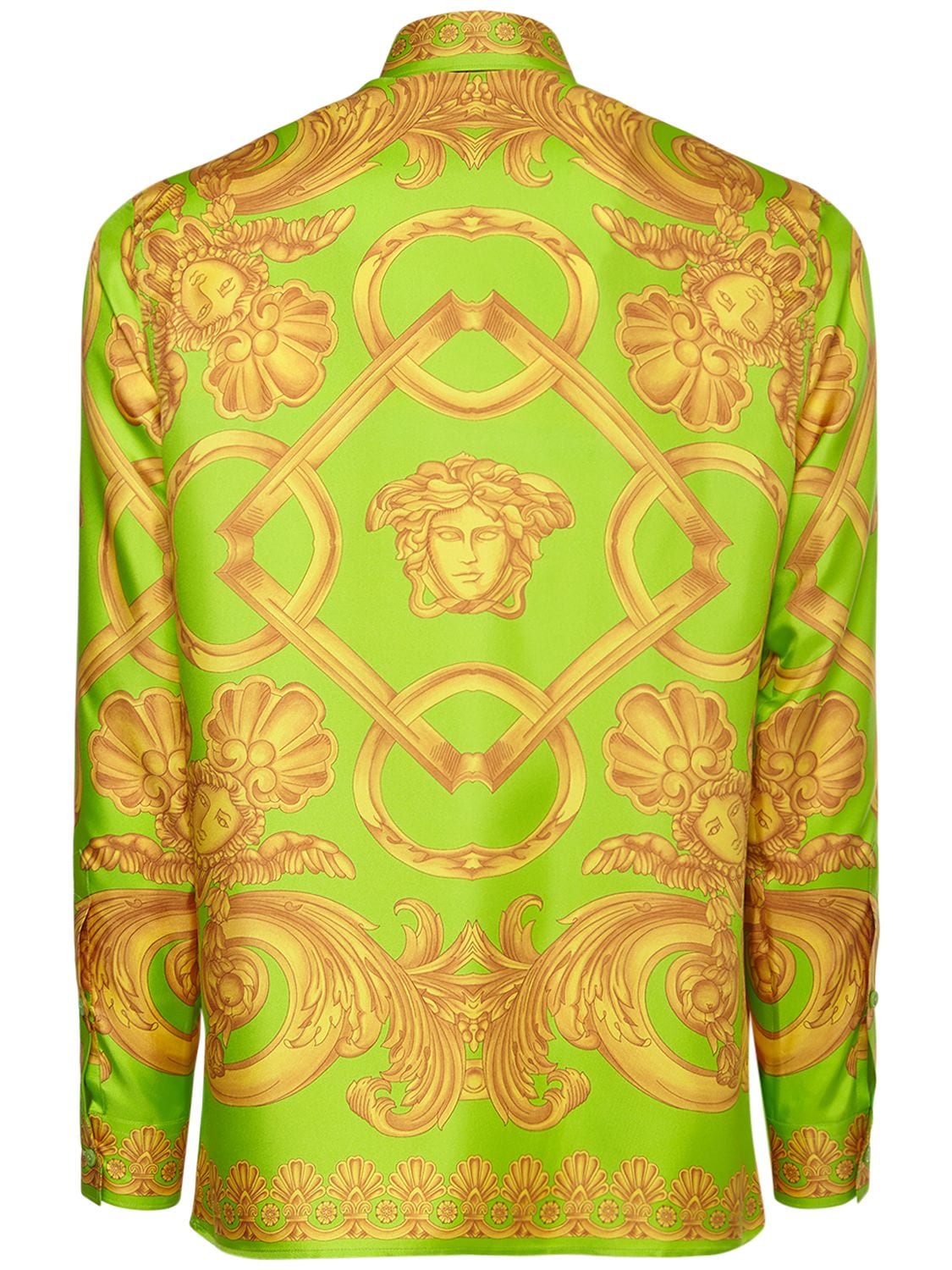 Versace Heritage Print Silk Twill Shirt In Green | ModeSens