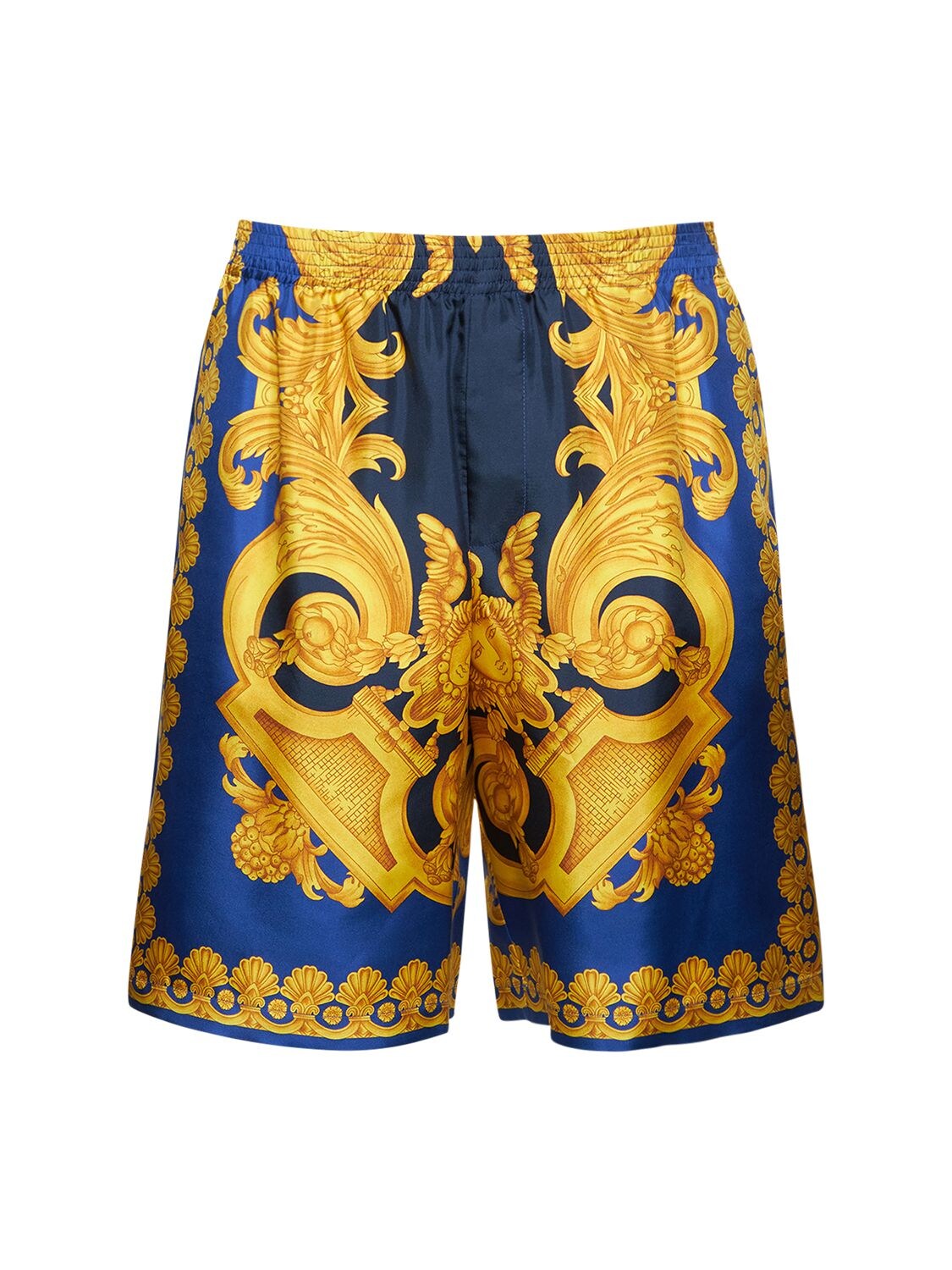 VERSACE HERITAGE PRINT SILK TWILL SHORTS