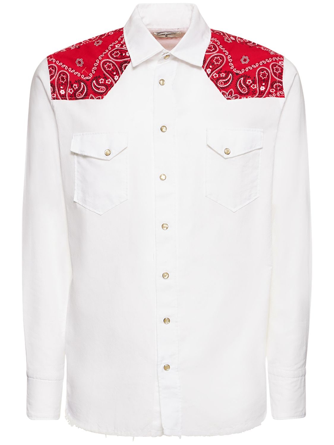 Front Street 8 Texan Oxford Bandana Cotton Shirt In White,red