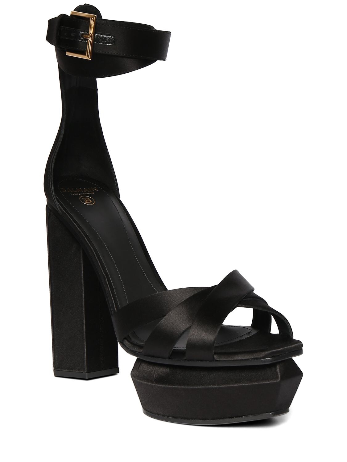 Shop Balmain 95mm Ava Platform Poly Sandals In Black