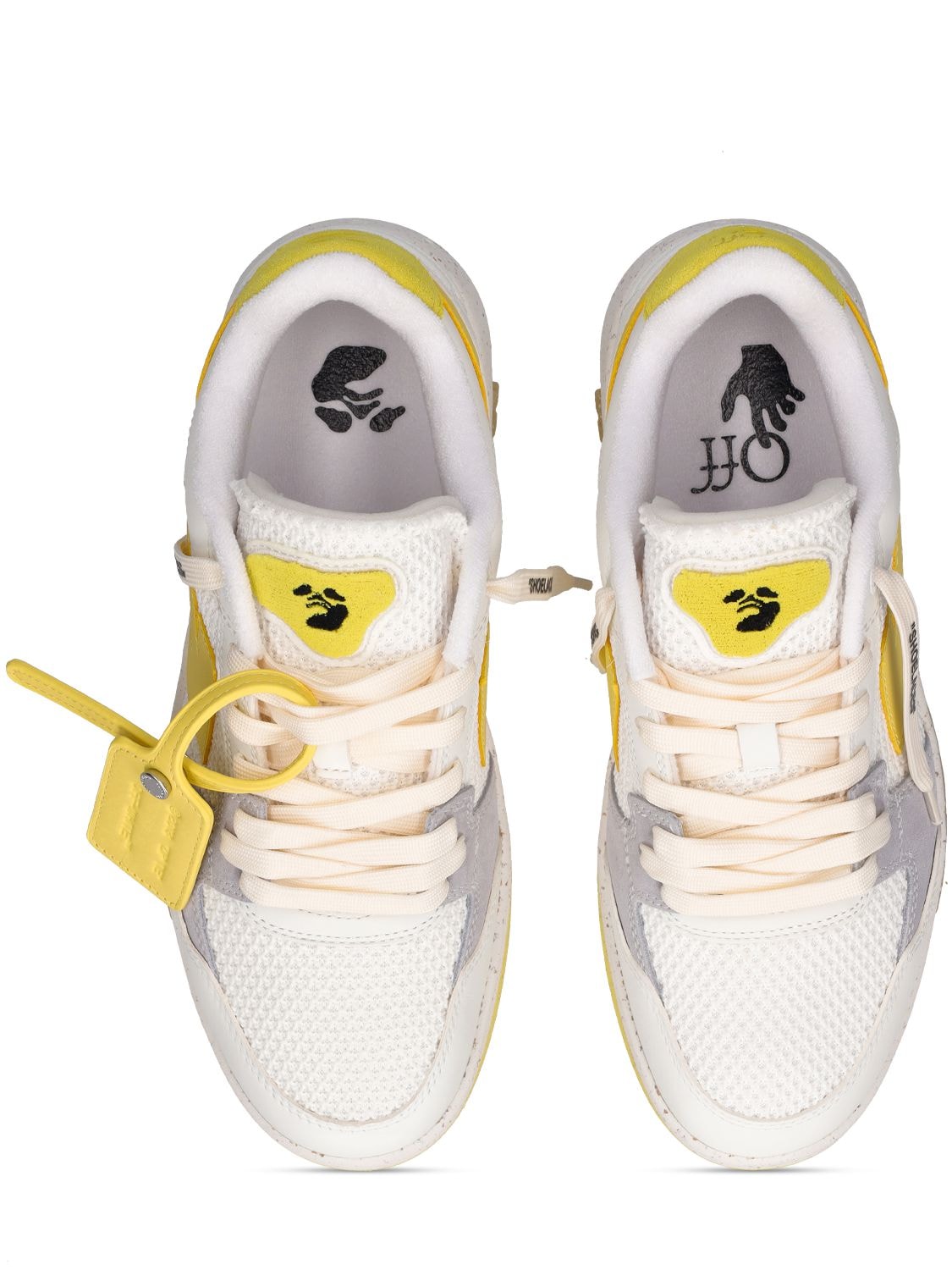 Shop Off-white 30mm Slim Out Of Office Leather Sneakers In White,yellow