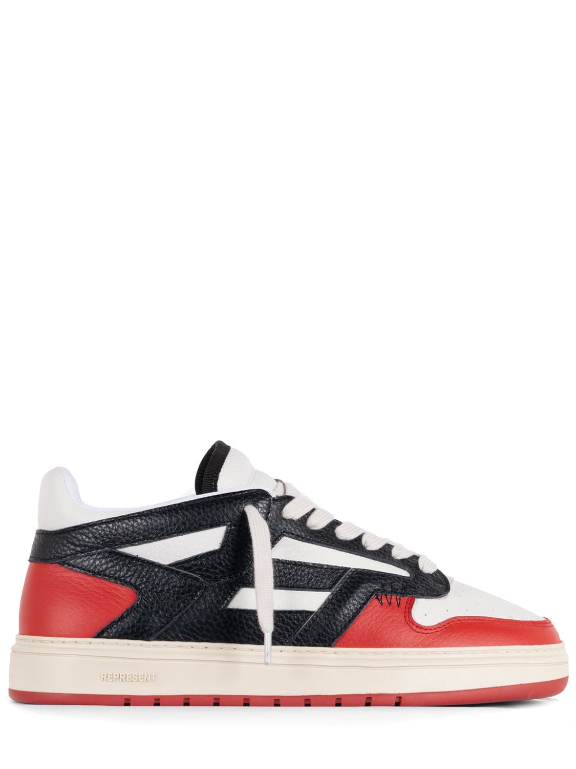 Shop Represent Reptor Low Leather Sneakers In Black,burnt Red