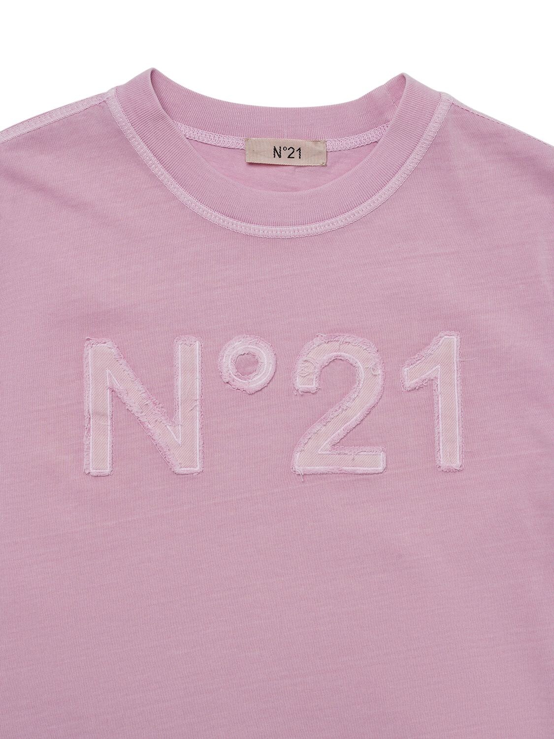 Shop N°21 Cotton T-shirt W/ Logo Patch In Pink
