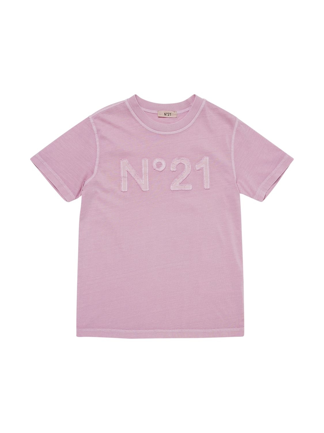 N°21 Kids' Cotton T-shirt W/ Logo Patch In Pink