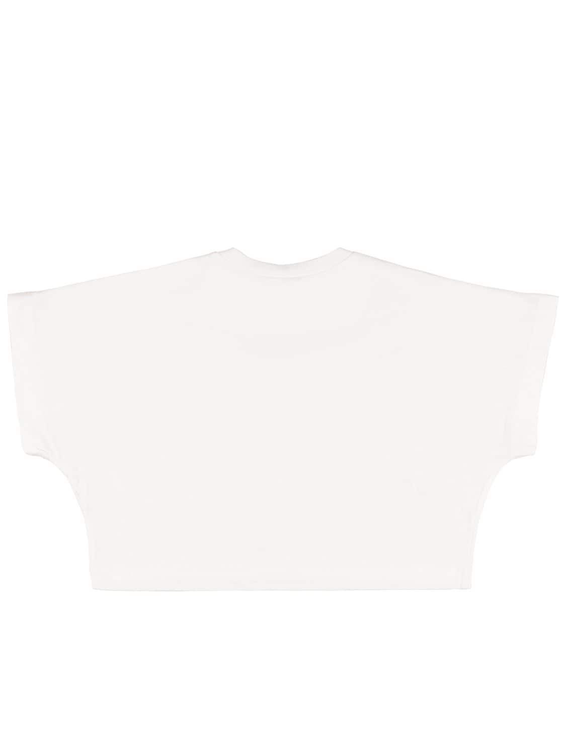 Shop N°21 Logo Print Jersey Cropped T-shirt In White