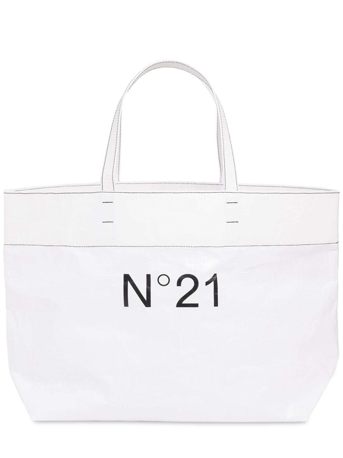 Image of Logo Print Nylon Top Handle Bag