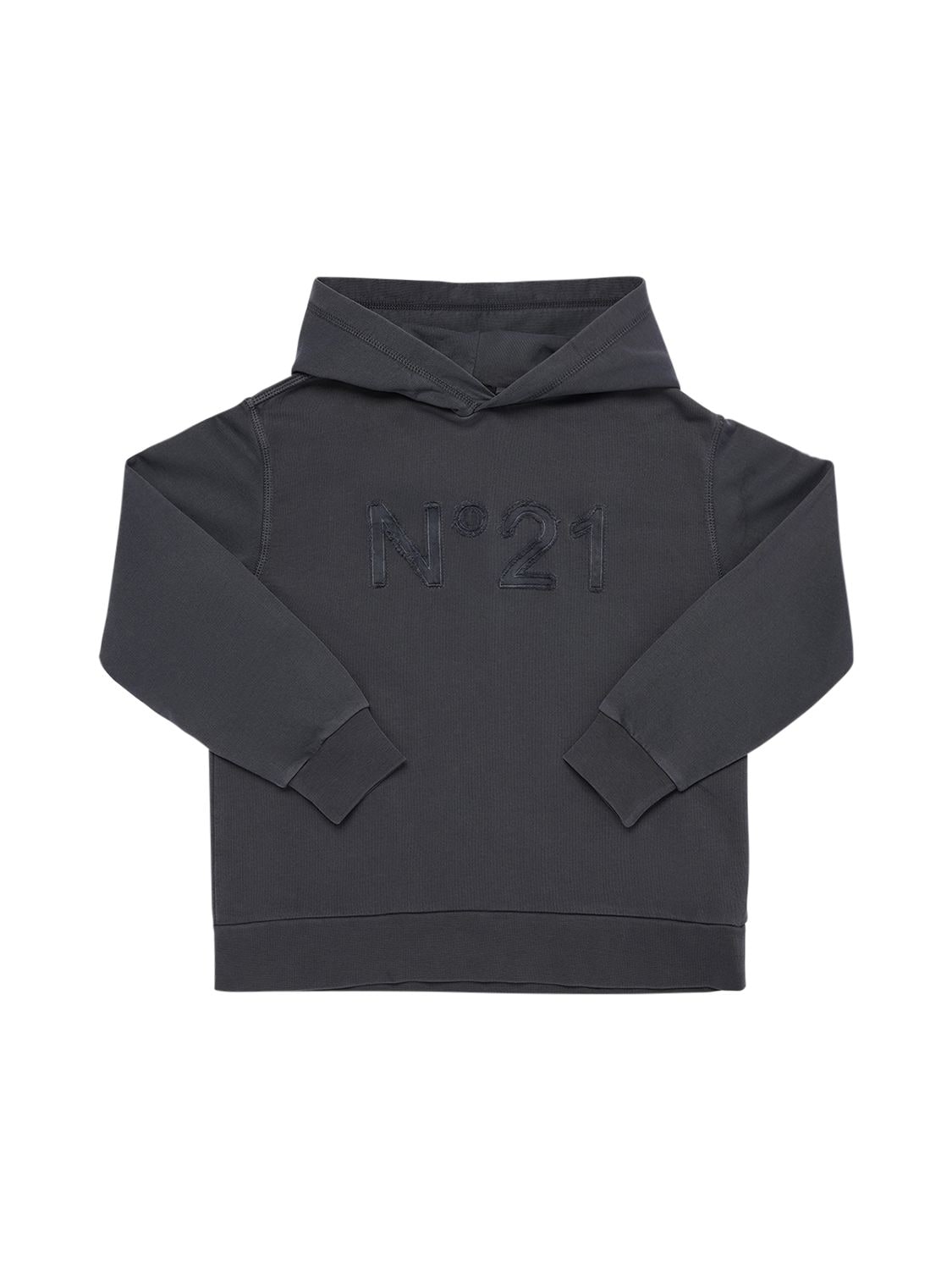 Image of Cotton Hoodie W/ Logo Patch