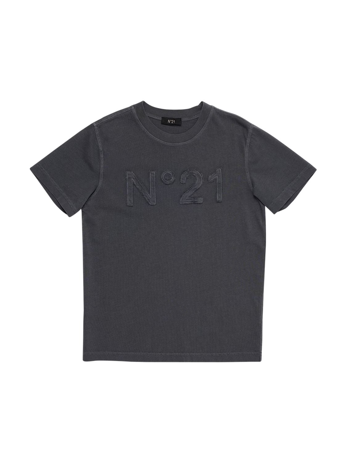 N°21 Kids' Cotton Jersey T-shirt W/ Logo Patch In Dark Grey