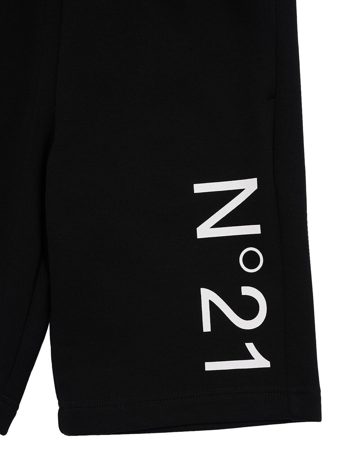 Shop N°21 Logo Printed Cotton Shorts In Black