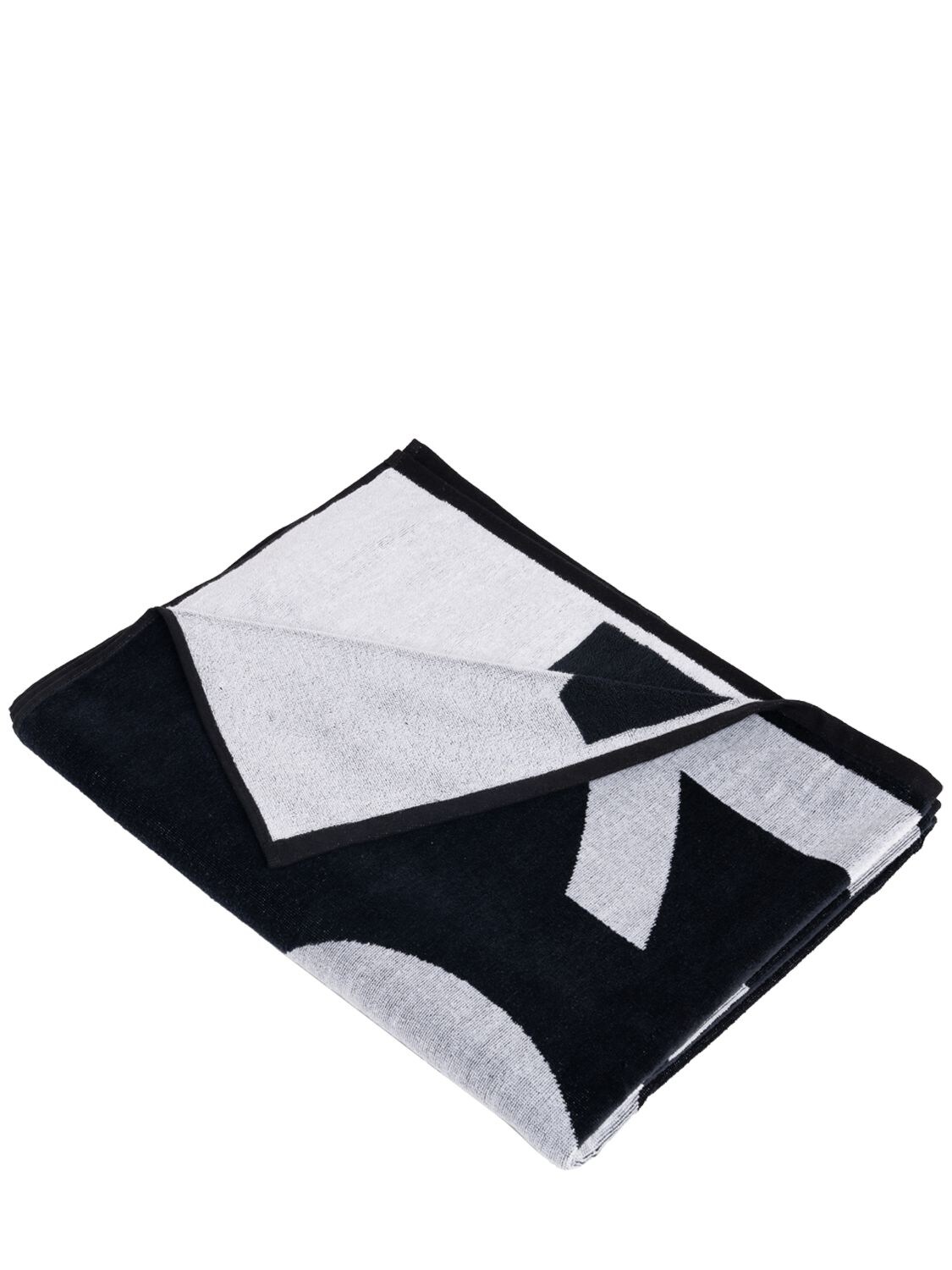 Shop N°21 Logo Print Cotton Terry Beach Towel In Black
