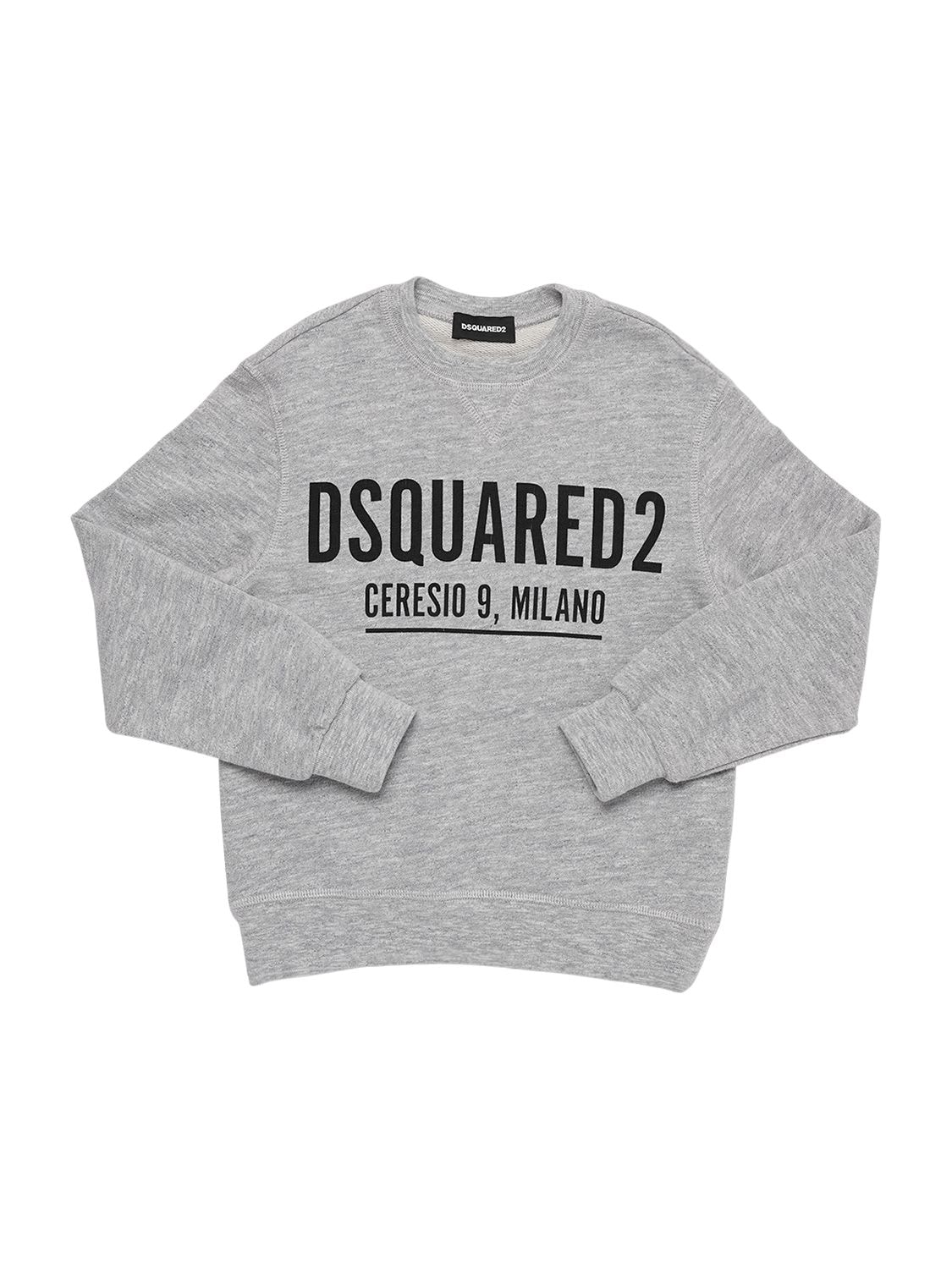 Dsquared2 Kids' Logo Rubberized Cotton Sweatshirt In Grey