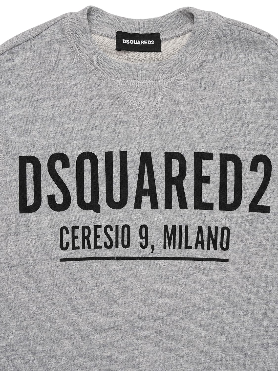 Shop Dsquared2 Logo Rubberized Cotton Sweatshirt In Grey