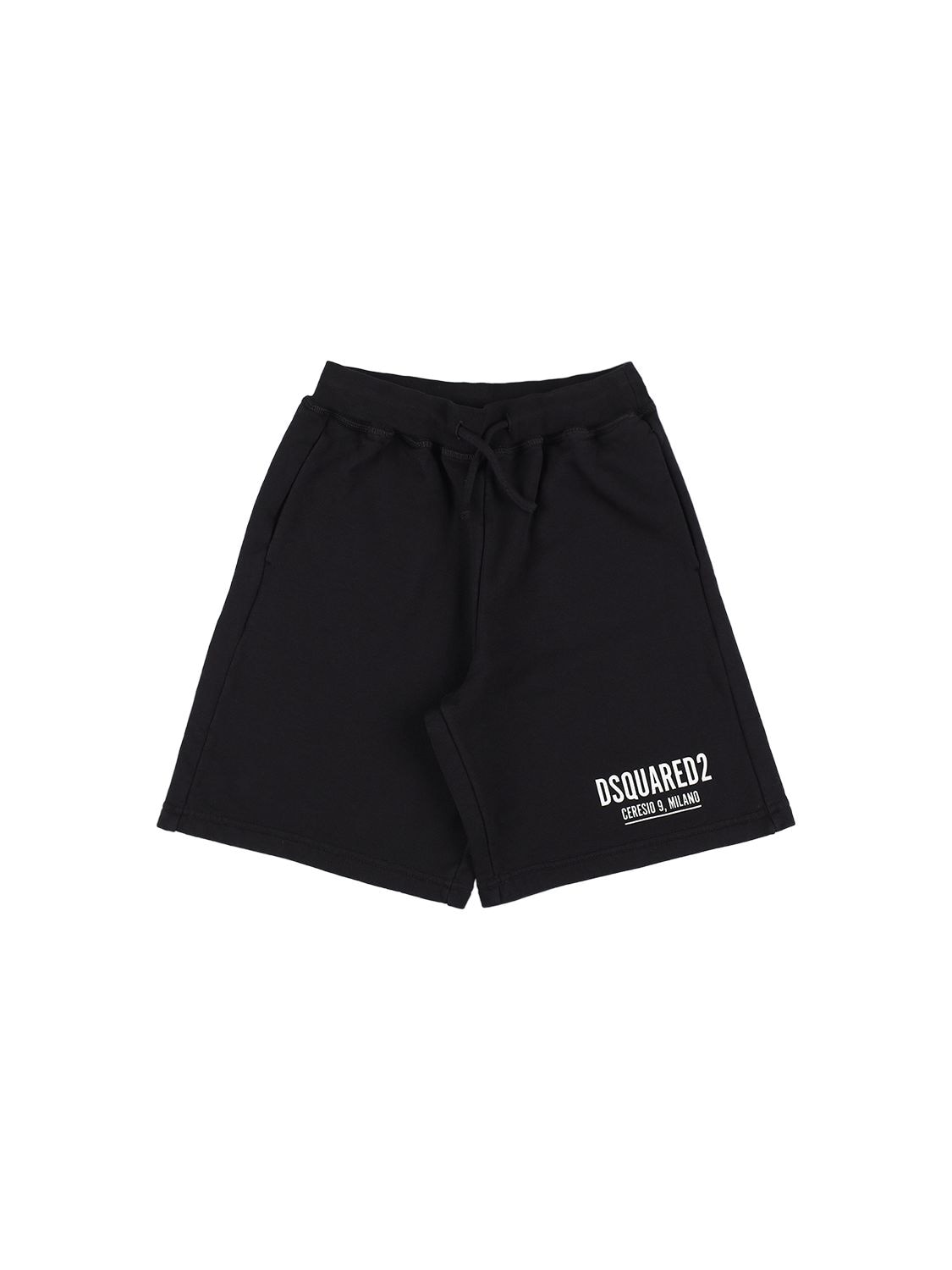 Dsquared2 Kids' Logo Print Cotton Sweat Shorts In Black