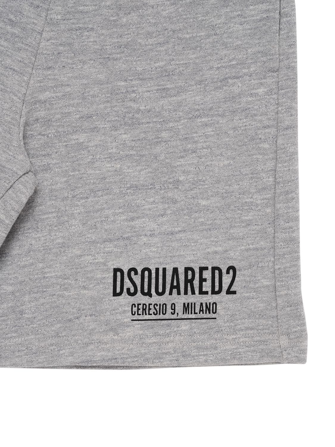 Shop Dsquared2 Logo Print Cotton Sweat Shorts In Grey