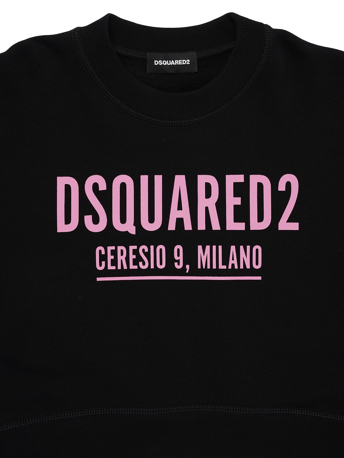 Shop Dsquared2 Rubberized Logo Cotton Sweatshirt In Black