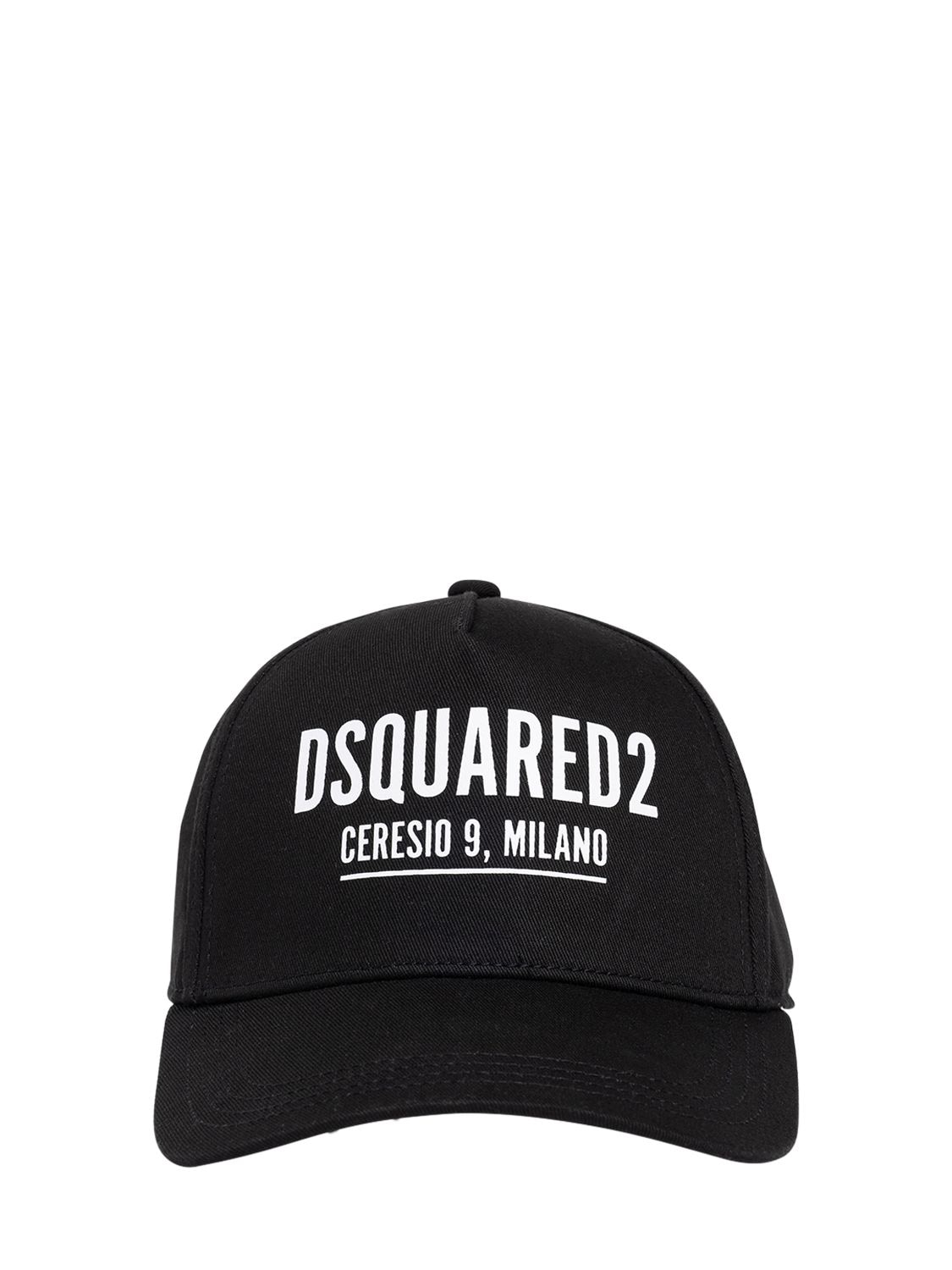 Dsquared2 Kids' Logo Rubberized Cotton Baseball Cap In Black