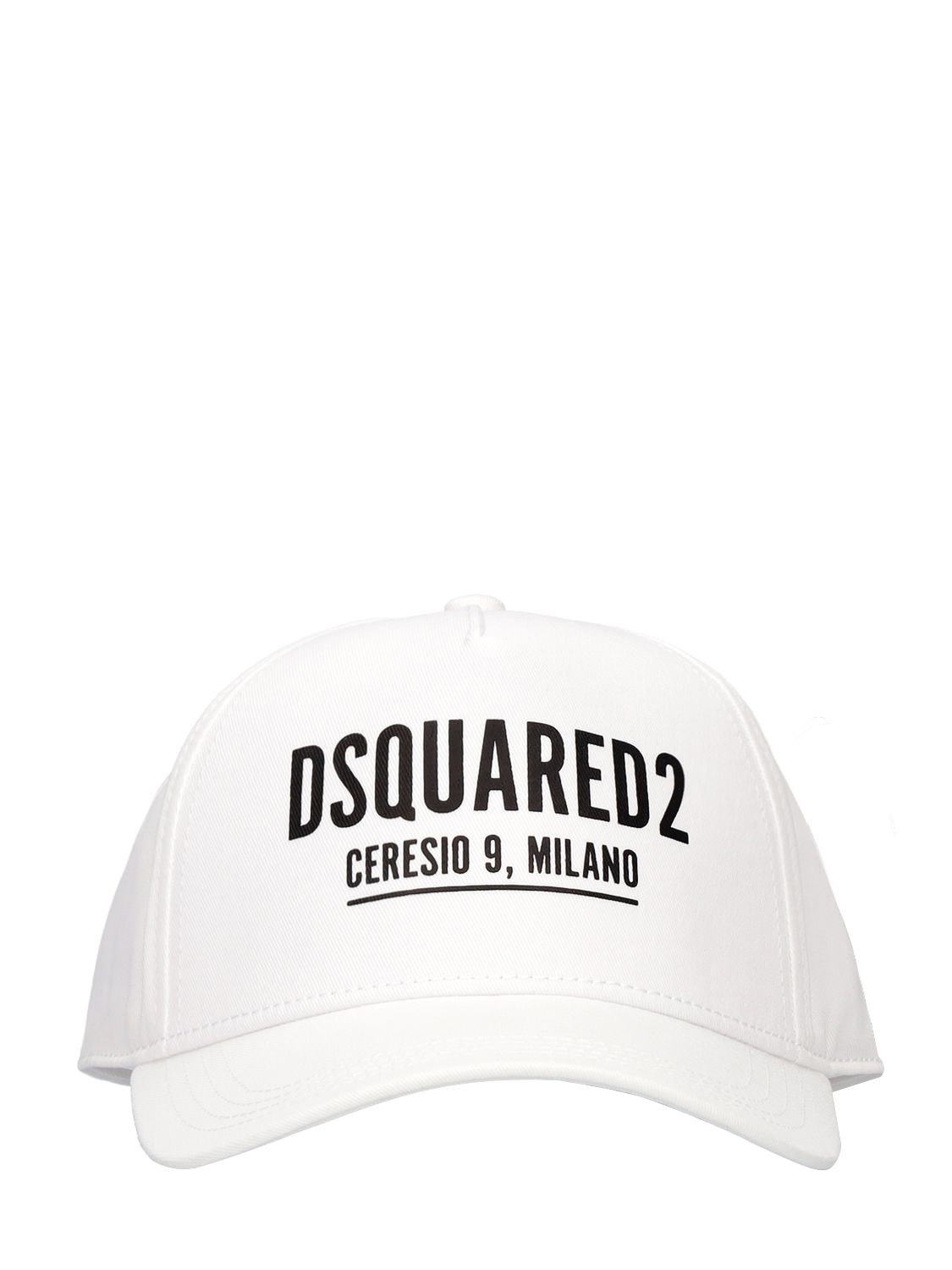 Dsquared2 Kids' Logo Rubberized Cotton Baseball Cap In White