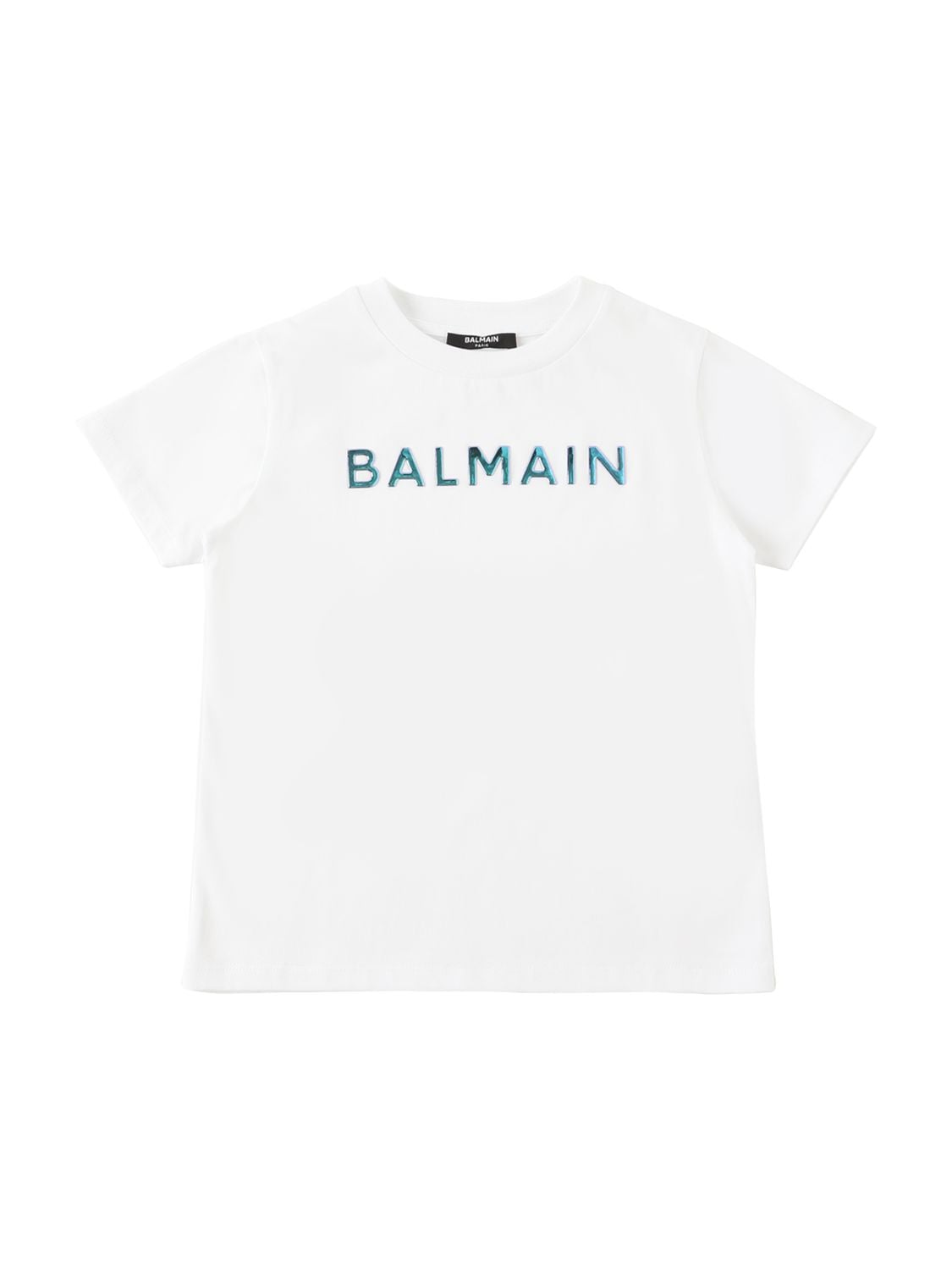 Balmain Kids' Organic Cotton Jersey T-shirt W/logo In White